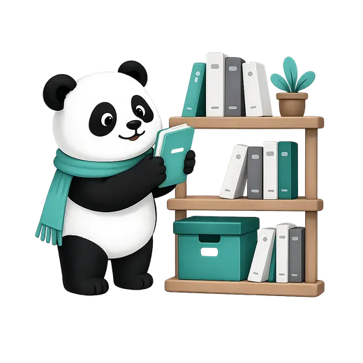 PagePanda mascot organizing saved articles.